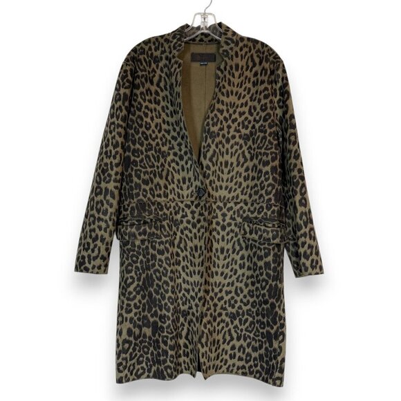 Anthropologie Faux Suede Jacket Trench Coat Green Black Leopard Print Small - Picture 11 of 11